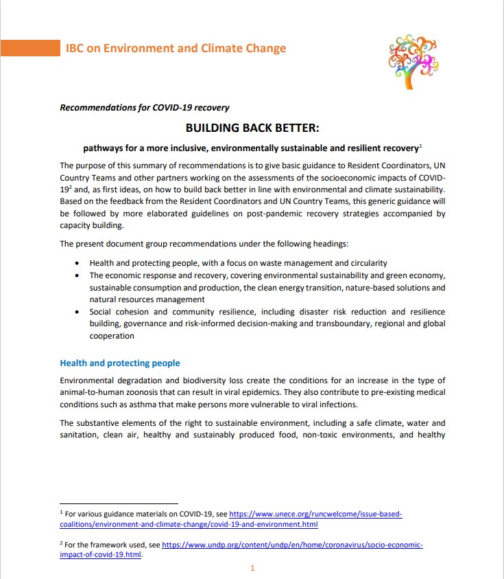 Post-pandemic green recommendations
